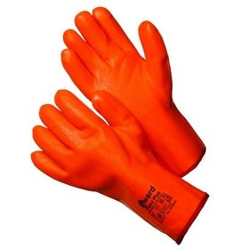 Перчатки трикотажные утепленные с оранжевым МБС покрытием цельнозалитые Flame Plus 